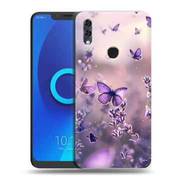 Силиконовый чехол на Alcatel 5V с принтом бабочки и лаванда