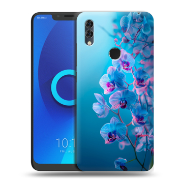 Силиконовый чехол на Alcatel 5V с принтом голубые орхидеи Силиконовый чехол на Alcatel 5V с принтом голубые орхидеи
