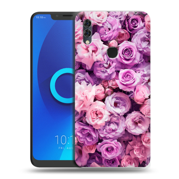 Силиконовый чехол на Alcatel 5V с принтом лавандовые розы Силиконовый чехол на Alcatel 5V с принтом лавандовые розы