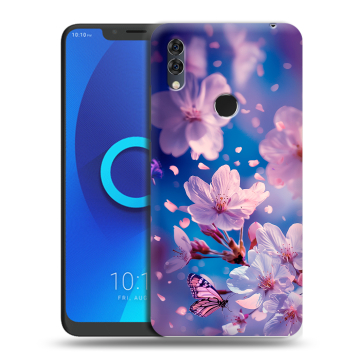 Силиконовый чехол на Alcatel 5V с принтом цветы бабочки Силиконовый чехол на Alcatel 5V с принтом цветы бабочки