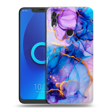 Силиконовый чехол на Alcatel 5V с принтом синий мрамор