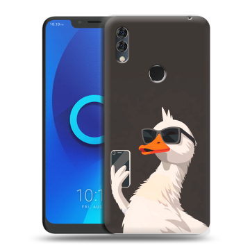 Силиконовый чехол на Alcatel 5V с принтом утка в очках Силиконовый чехол на Alcatel 5V с принтом утка в очках
