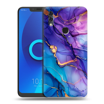 Силиконовый чехол на Alcatel 5V с принтом синий мрамор Силиконовый чехол на Alcatel 5V с принтом синий мрамор