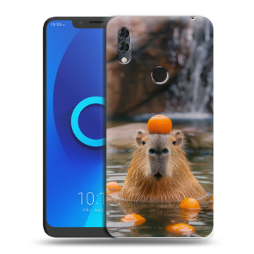 Силиконовый чехол на Alcatel 5V с принтом Капибара с апельсином Силиконовый чехол на Alcatel 5V с принтом Капибара с апельсином