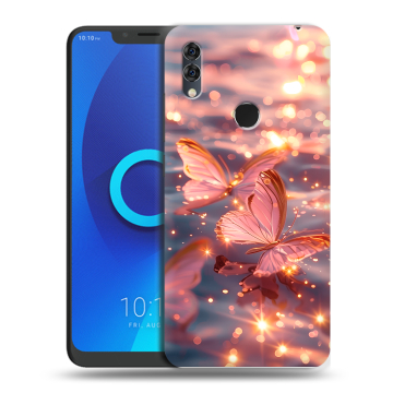 Силиконовый чехол на Alcatel 5V с принтом бабочки розовые