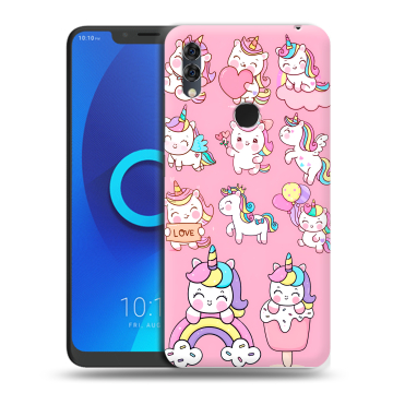 Силиконовый чехол на Alcatel 5V с принтом Единороги и радуга Силиконовый чехол на Alcatel 5V с принтом Единороги и радуга