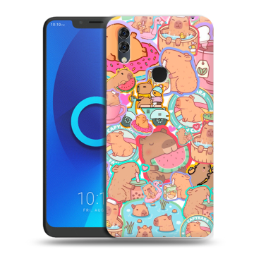 Силиконовый чехол на Alcatel 5V с принтом капибары Силиконовый чехол на Alcatel 5V с принтом капибары