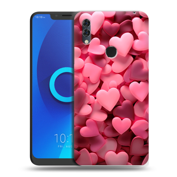 Силиконовый чехол на Alcatel 5V с принтом розовые сердечки Силиконовый чехол на Alcatel 5V с принтом розовые сердечки