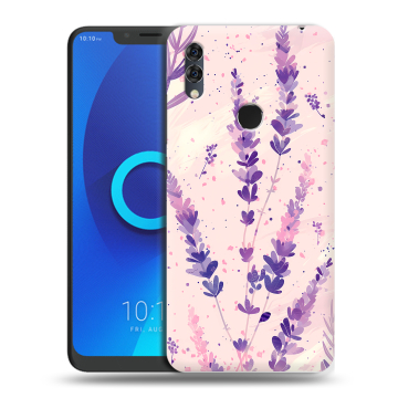 Силиконовый чехол на Alcatel 5V с принтом цветы лаванда