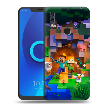 Силиконовый чехол на Alcatel 5V с принтом Майнкрафт Minecraft