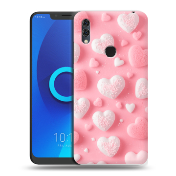 Силиконовый чехол на Alcatel 5V с принтом Сердечки