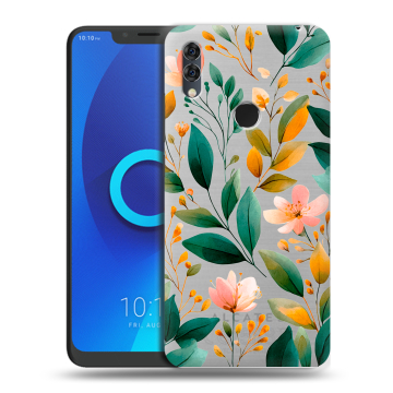 Силиконовый чехол на Alcatel 5V с принтом Цветы паттерн Силиконовый чехол на Alcatel 5V с принтом Цветы паттерн