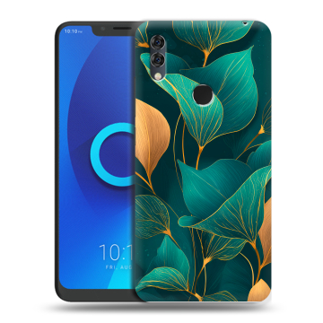 Силиконовый чехол на Alcatel 5V с принтом Листья и золото Силиконовый чехол на Alcatel 5V с принтом Листья и золото