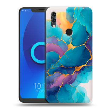 Силиконовый чехол на Alcatel 5V с принтом Мрамор блестки
