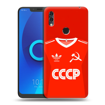 Силиконовый чехол на Alcatel 5V с принтом Флаг Герб СССР