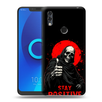 Силиконовый чехол на Alcatel 5V с принтом смешной скелет