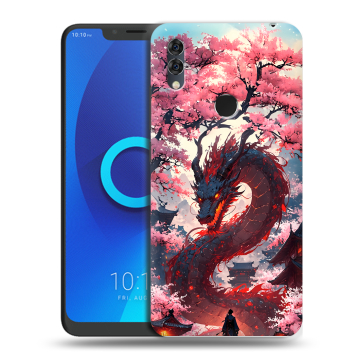 Силиконовый чехол на Alcatel 5V с принтом Дракон Японский