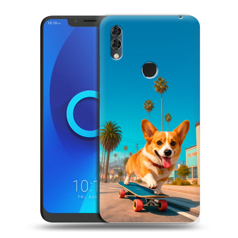 Силиконовый чехол на Alcatel 5V с принтом Корги на скейте Силиконовый чехол на Alcatel 5V с принтом Корги на скейте