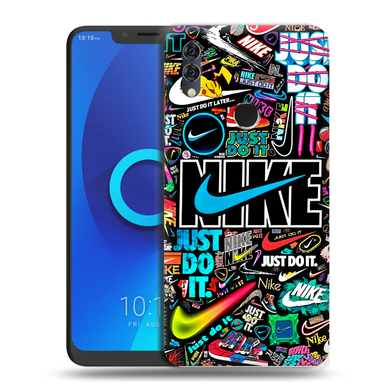 Силиконовый чехол на Alcatel 5V с принтом найк nike черный Силиконовый чехол на Alcatel 5V с принтом найк nike черный