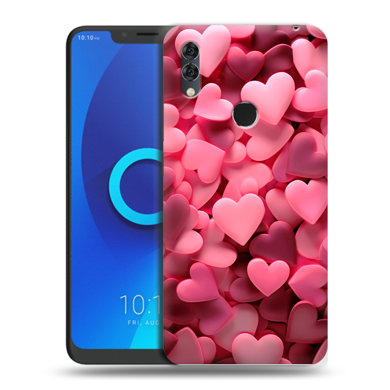 Силиконовый чехол на Alcatel 5V с принтом розовые сердечки Силиконовый чехол на Alcatel 5V с принтом розовые сердечки
