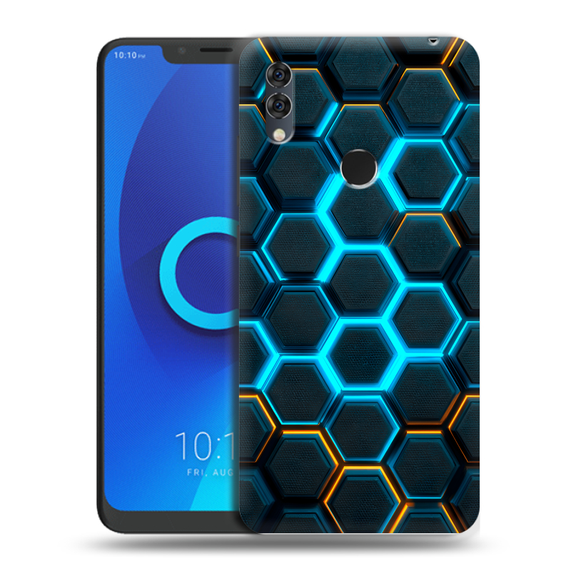 Силиконовый чехол на Alcatel 5V с принтом Неоновые соты Силиконовый чехол на Alcatel 5V с принтом Неоновые соты