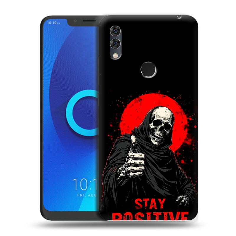 Силиконовый чехол на Alcatel 5V с принтом смешной скелет Силиконовый чехол на Alcatel 5V с принтом смешной скелет