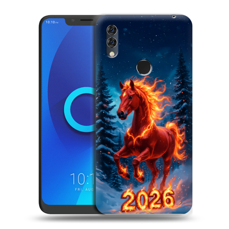 Силиконовый чехол на Alcatel 5V с принтом Новый год коня Силиконовый чехол на Alcatel 5V с принтом Новый год коня