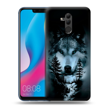 Силиконовый противоударный чехол на Huawei Mate 20 Lite с принтом Лесной волк Силиконовый противоударный чехол на Huawei Mate 20 Lite с принтом Лесной волк