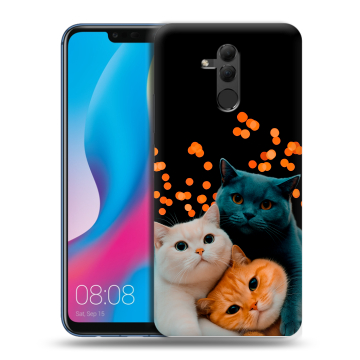 Силиконовый противоударный чехол на Huawei Mate 20 Lite с принтом Кошки Силиконовый противоударный чехол на Huawei Mate 20 Lite с принтом Кошки
