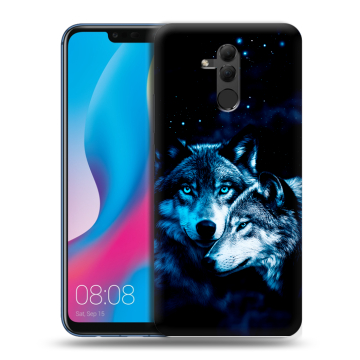 Силиконовый противоударный чехол на Huawei Mate 20 Lite с принтом Волки Силиконовый противоударный чехол на Huawei Mate 20 Lite с принтом Волки