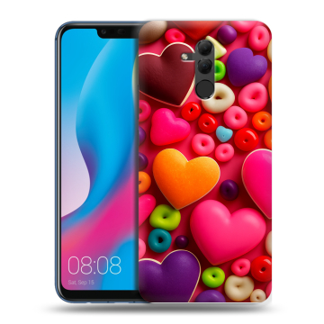 Силиконовый противоударный чехол на Huawei Mate 20 Lite с принтом Сердечки Силиконовый противоударный чехол на Huawei Mate 20 Lite с принтом Сердечки