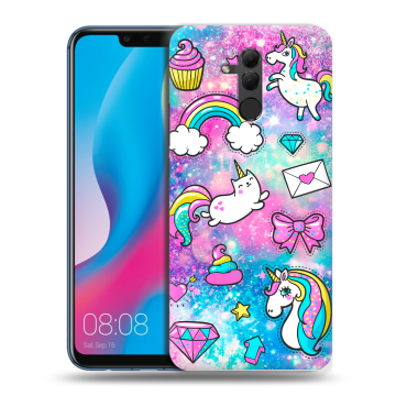 Силиконовый противоударный чехол на Huawei Mate 20 Lite с принтом Единороги Силиконовый противоударный чехол на Huawei Mate 20 Lite с принтом Единороги