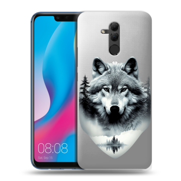 Силиконовый противоударный чехол на Huawei Mate 20 Lite с принтом Волк в лесу Силиконовый противоударный чехол на Huawei Mate 20 Lite с принтом Волк в лесу