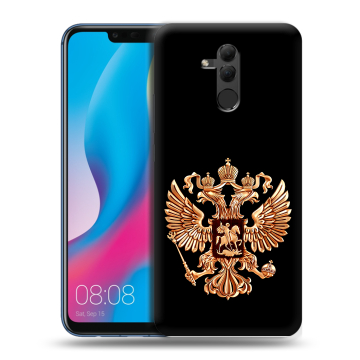 Силиконовый противоударный чехол на Huawei Mate 20 Lite с принтом Герб России золотой