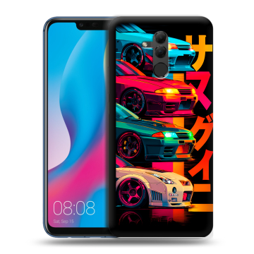 Силиконовый противоударный чехол на Huawei Mate 20 Lite с принтом Гоночные машины