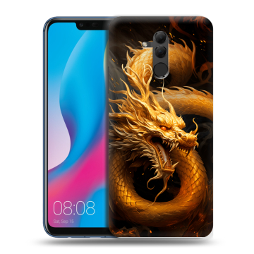 Силиконовый противоударный чехол на Huawei Mate 20 Lite с принтом Золотой дракон