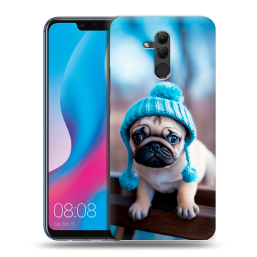 Силиконовый противоударный чехол на Huawei Mate 20 Lite с принтом Мопс в шапке Силиконовый противоударный чехол на Huawei Mate 20 Lite с принтом Мопс в шапке