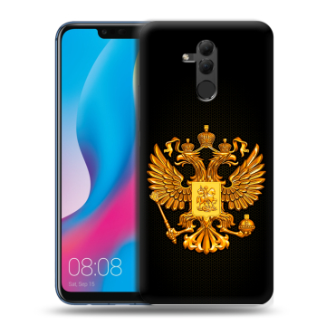 Силиконовый противоударный чехол на Huawei Mate 20 Lite с принтом Герб России желтый