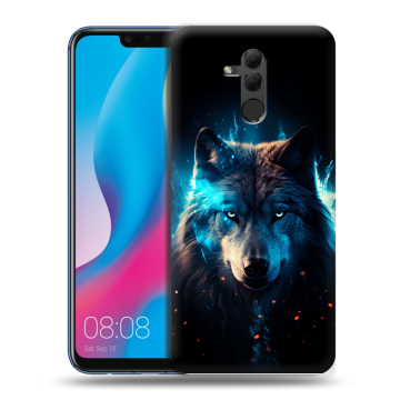 Силиконовый противоударный чехол на Huawei Mate 20 Lite с принтом Волк ночной Силиконовый противоударный чехол на Huawei Mate 20 Lite с принтом Волк ночной
