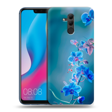 Силиконовый противоударный чехол на Huawei Mate 20 Lite с принтом Голубые цветы