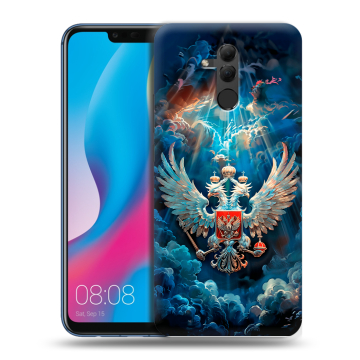 Силиконовый противоударный чехол на Huawei Mate 20 Lite с принтом Герб флаг России Силиконовый противоударный чехол на Huawei Mate 20 Lite с принтом Герб флаг России