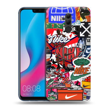 Силиконовый противоударный чехол на Huawei Mate 20 Lite с принтом Найк Nike яркий Силиконовый противоударный чехол на Huawei Mate 20 Lite с принтом Найк Nike яркий