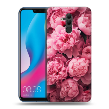 Силиконовый противоударный чехол на Huawei Mate 20 Lite с принтом цветы пионы Силиконовый противоударный чехол на Huawei Mate 20 Lite с принтом цветы пионы