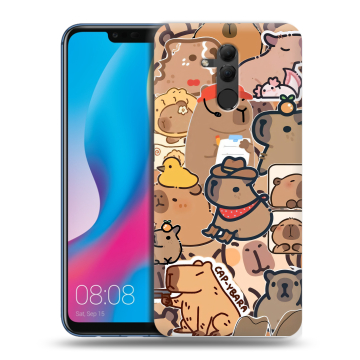 Силиконовый противоударный чехол на Huawei Mate 20 Lite с принтом капибара