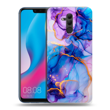 Силиконовый противоударный чехол на Huawei Mate 20 Lite с принтом синий мрамор