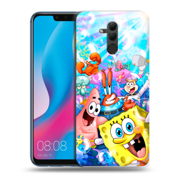 Силиконовый противоударный чехол на Huawei Mate 20 Lite с принтом спанчбоб спанч боб