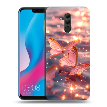 Силиконовый противоударный чехол на Huawei Mate 20 Lite с принтом бабочки розовые