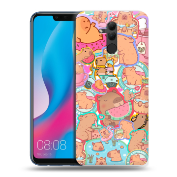 Силиконовый противоударный чехол на Huawei Mate 20 Lite с принтом капибары