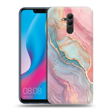 Силиконовый противоударный чехол на Huawei Mate 20 Lite с принтом розовый мрамор