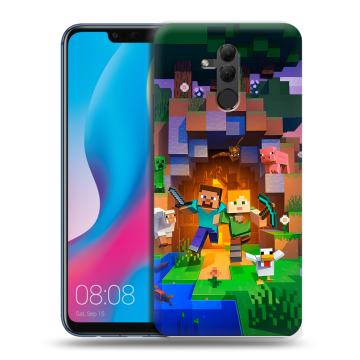 Силиконовый противоударный чехол на Huawei Mate 20 Lite с принтом Майнкрафт Minecraft